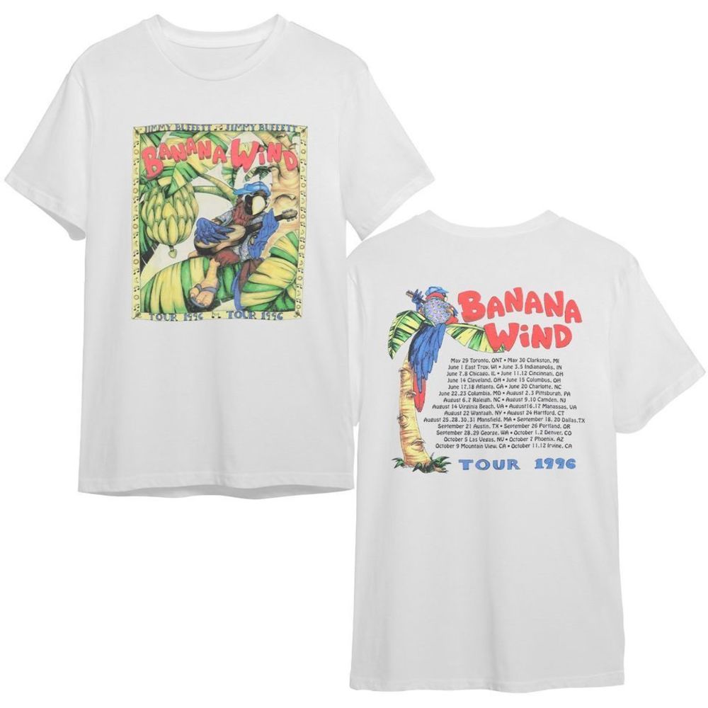 1996 Jimmy Buffett Banana Wind Tour Tshirt Jimmy Buffett Parrot 2 Sided Tshirt
